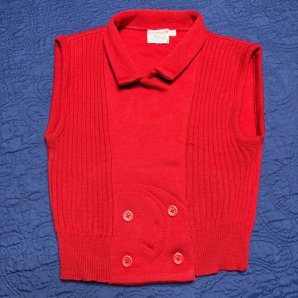 Vintage Northwest Disney ImageMaker Red Knit Sweater Vest Collared XS